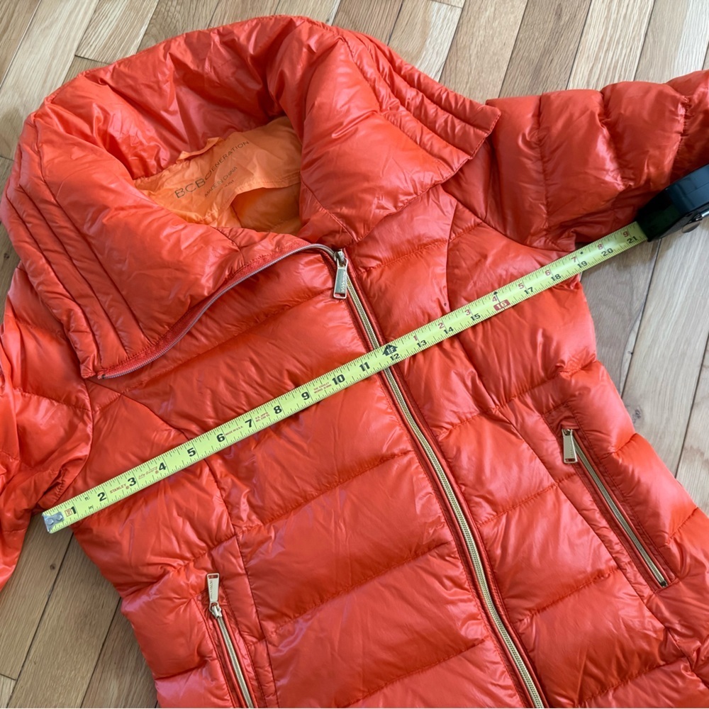 BCBGeneration Vibrant Orange Puffer Jacket 90% Down 10% Waterfowl feathers Med - Picture 6 of 7
